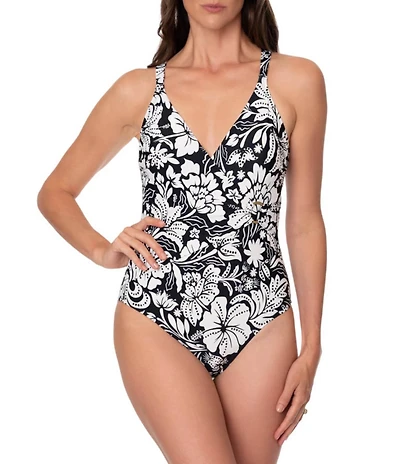 Jantzen The Heritage Gina Underwire Tummy Control Surplice One Piece Swimsuit