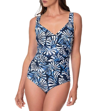 Jantzen The Seaside Crush Tummy Control Surplice One Piece Swimsuit