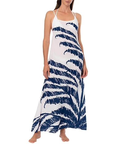 Jantzen Wild Lush Brooklyn X-Back Tie Straps Maxi Dress Swim Cover-Up