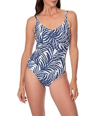 Jantzen Wild Lush Sue Twisted Back V-Neck One Piece Swimsuit