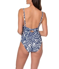 Jantzen Wild Lush Sue Twisted Back V-Neck One Piece Swimsuit
