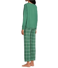 Jasmine & Ginger Brushed Knit #double;Cozy#double; Long Sleeve Round Neck Top Long Pajama Set