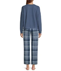 Jasmine & Ginger Brushed Knit #double;Dream#double; Long Sleeve Round Neck Top Long Holiday Pajama Set