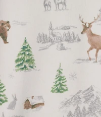 Jasmine & Ginger Brushed Knit Snowy Woodland Print Long Sleeve Round Neck Long Holiday Pajama Set
