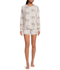 Jasmine & Ginger Cheetah Print Drawstring Coordinating Knit Sleep Shorts