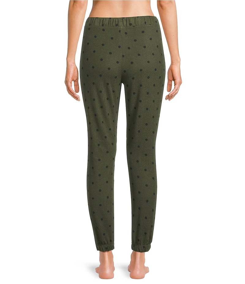 Jasmine & Ginger Dot Print Brushed Knit Elastic Waist Coordinating Sleep Jogger