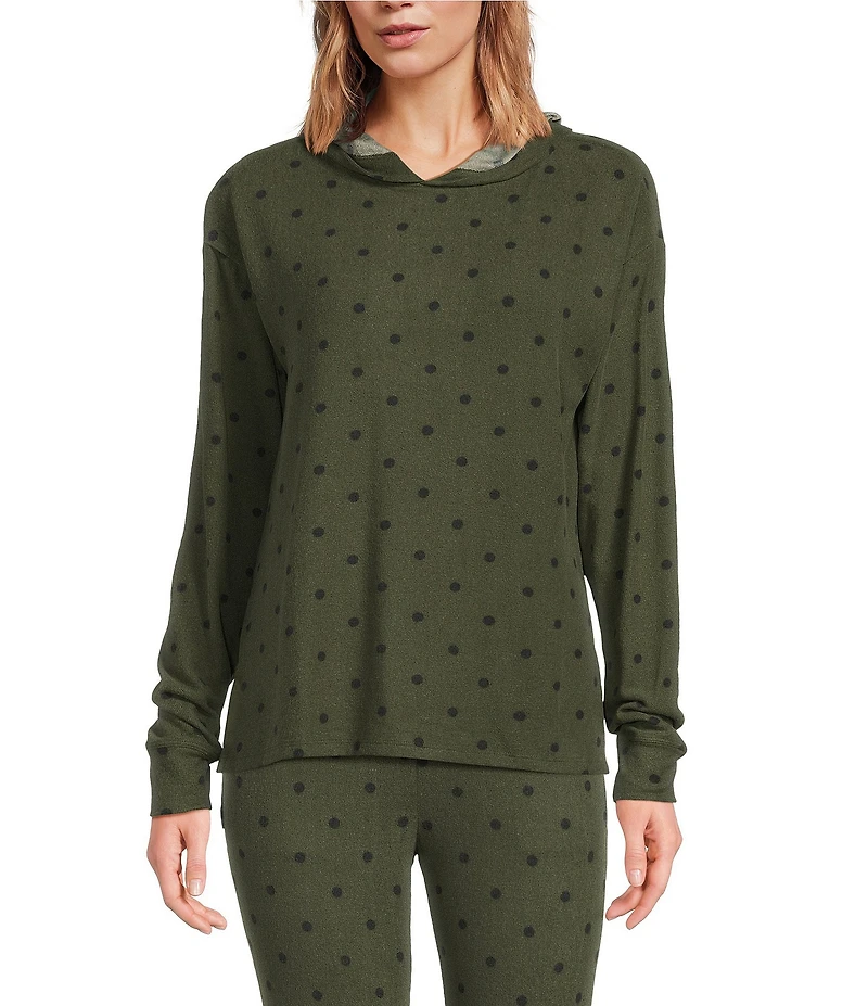 Jasmine & Ginger Dot Print Brushed Knit Long Sleeve Coordinating Hoodie