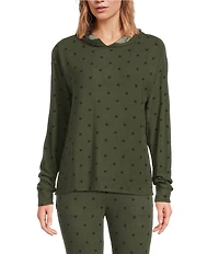 Jasmine & Ginger Dot Print Brushed Knit Long Sleeve Coordinating Hoodie