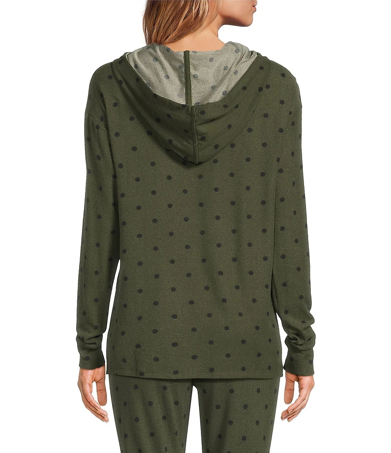 Jasmine & Ginger Dot Print Brushed Knit Long Sleeve Coordinating Hoodie