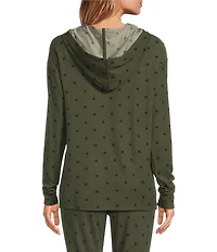 Jasmine & Ginger Dot Print Brushed Knit Long Sleeve Coordinating Hoodie