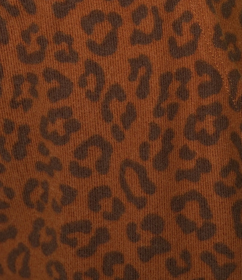 Jasmine & Ginger Leopard Print Brushed Knit Elastic Waist Coordinating Sleep Joggers
