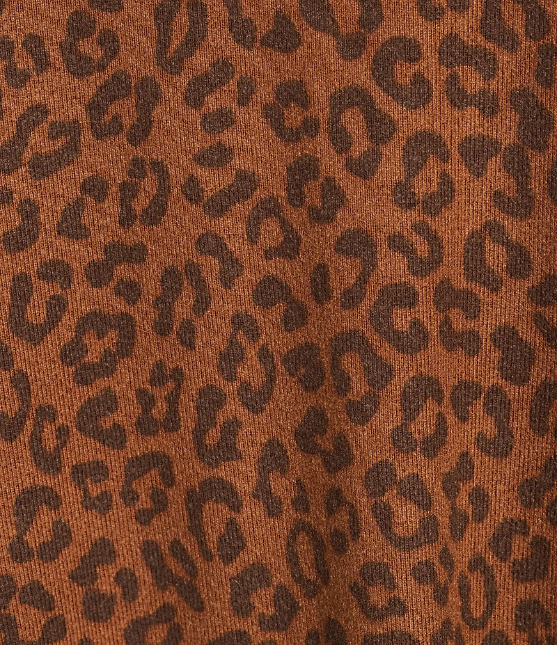 Jasmine & Ginger Leopard Print Brushed Knit Long Sleeve Coordinating Hoodie