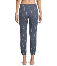 Jasmine & Ginger Moon & Stars Print Brushed Knit Elastic Waist Coordinating Sleep Joggers
