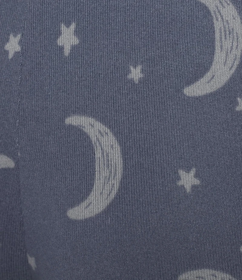 Jasmine & Ginger Moon & Stars Print Brushed Knit Elastic Waist Coordinating Sleep Joggers