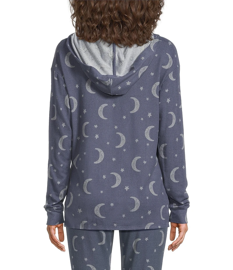 Jasmine & Ginger Moon & Stars Print Brushed Knit Long Sleeve Coordinating Hoodie