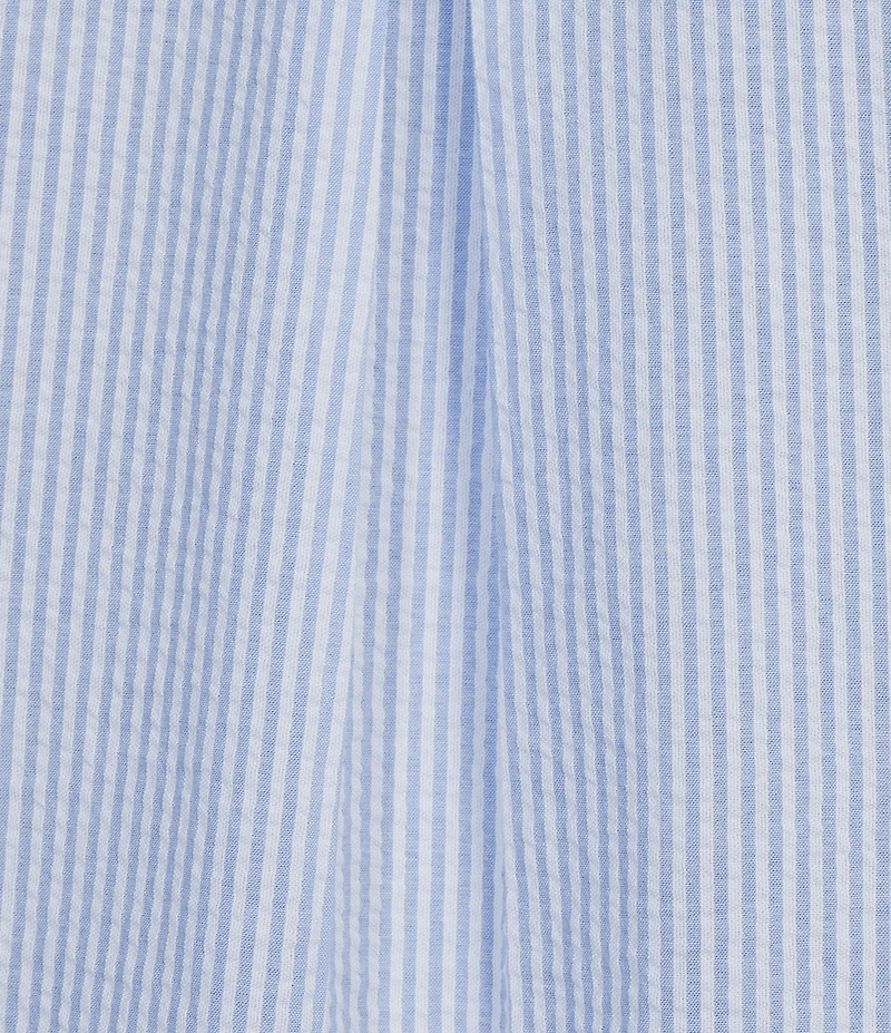 Jasmine & Ginger Plus Size Striped Seersucker Short Sleeve Button-Front Nightshirt