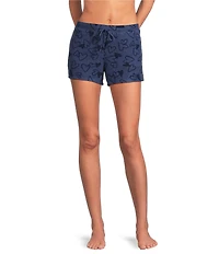 Jasmine & Ginger Scatter Hearts Print Drawstring Coordinating Knit Sleep Shorts