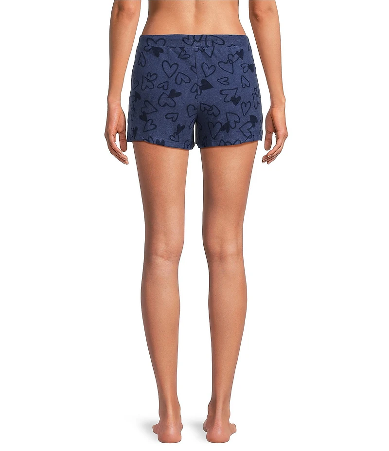 Jasmine & Ginger Scatter Hearts Print Drawstring Coordinating Knit Sleep Shorts