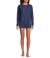Jasmine & Ginger Scatter Hearts Print Drawstring Coordinating Knit Sleep Shorts