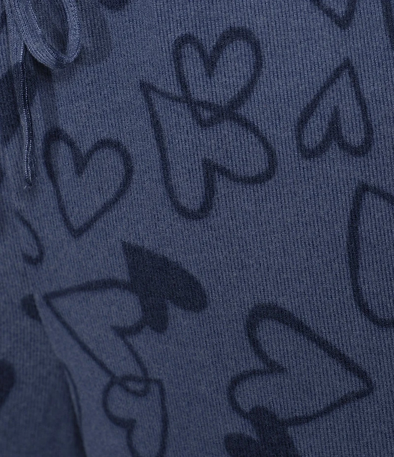 Jasmine & Ginger Scatter Hearts Print Drawstring Coordinating Knit Sleep Shorts