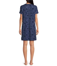 Jasmine & Ginger Scatter Hearts Print Short Sleeve Crew Neck Knit Sleepshirt