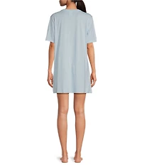 Jasmine & Ginger Short Sleeve Crew Neck Knit Screen Print Sleepshirt