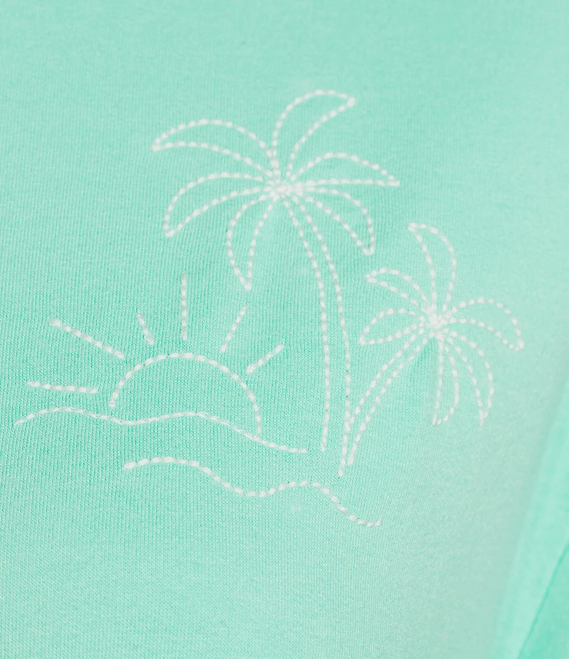 Jasmine & Ginger Short Sleeve Crew Neck Washed French Terry Coordinating Sleep Top