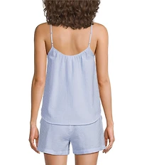Jasmine & Ginger Sleeveless Scoop Neck Seersucker Striped Coordinating Sleep Top