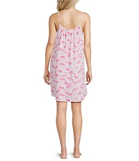 Jasmine & Ginger Sleeveless Scoop Neck Woven Flamingo Print Chemise
