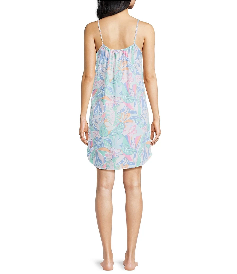 Jasmine & Ginger Sleeveless Scoop Neck Woven Graphic Floral Print Chemise
