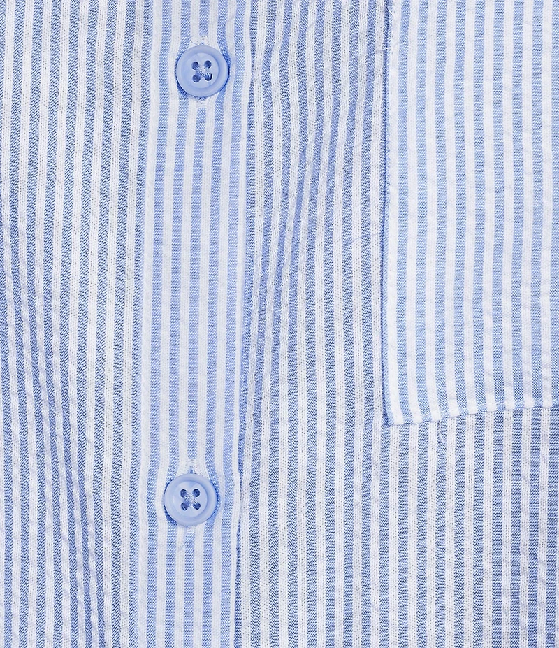 Jasmine & Ginger Striped Seersucker Short Sleeve Button-Front Nightshirt
