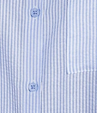 Jasmine & Ginger Striped Seersucker Short Sleeve Button-Front Nightshirt