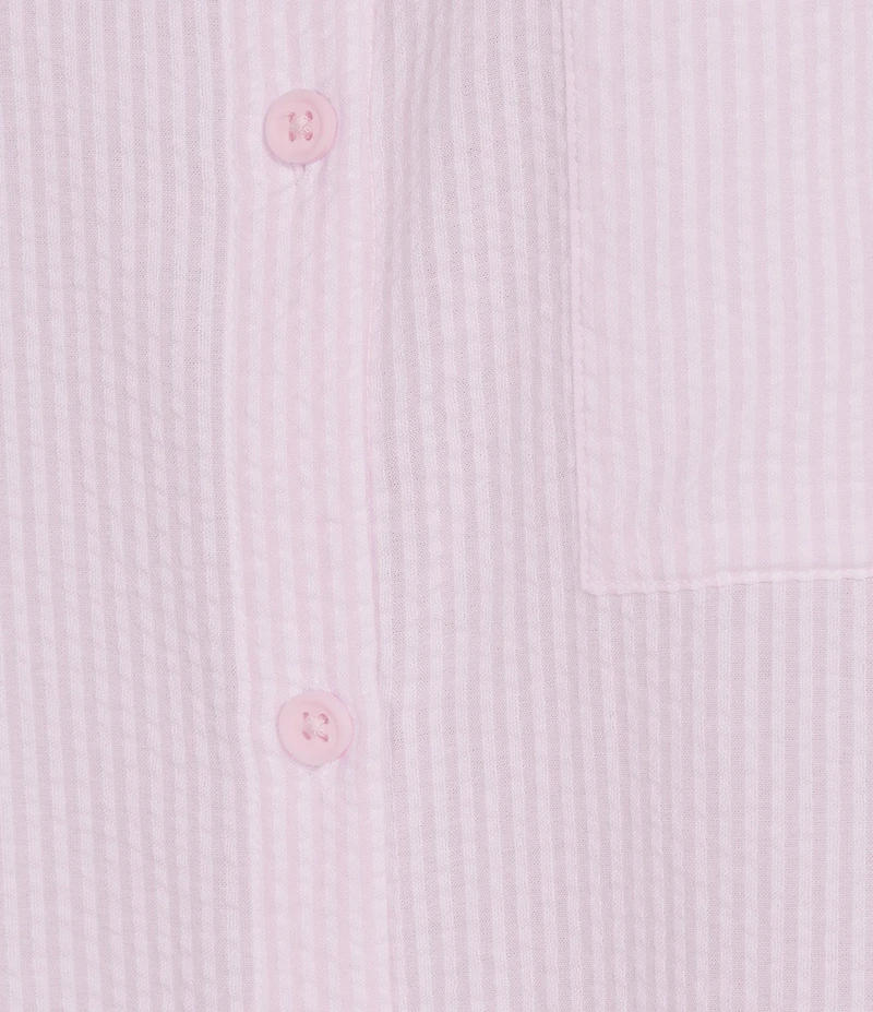 Jasmine & Ginger Striped Seersucker Short Sleeve Button-Front Nightshirt
