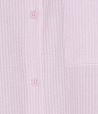 Jasmine & Ginger Striped Seersucker Short Sleeve Button-Front Nightshirt