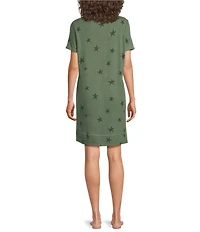 Jasmine & Ginger Tossed Hearts Print Short Sleeve Crew Neck Knit Sleepshirt