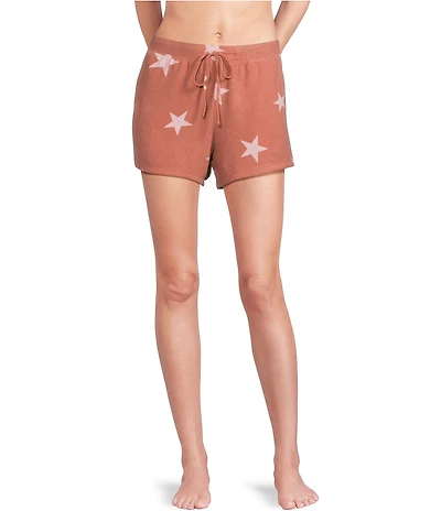 Jasmine & Ginger Tossed Stars Print Drawstring Coordinating Knit Sleep Shorts