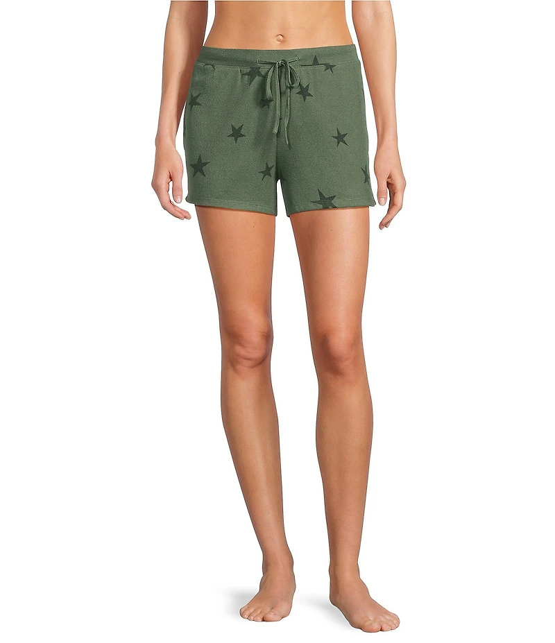 Jasmine & Ginger Tossed Stars Print Drawstring Coordinating Knit Sleep Shorts
