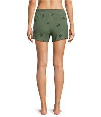 Jasmine & Ginger Tossed Stars Print Drawstring Coordinating Knit Sleep Shorts