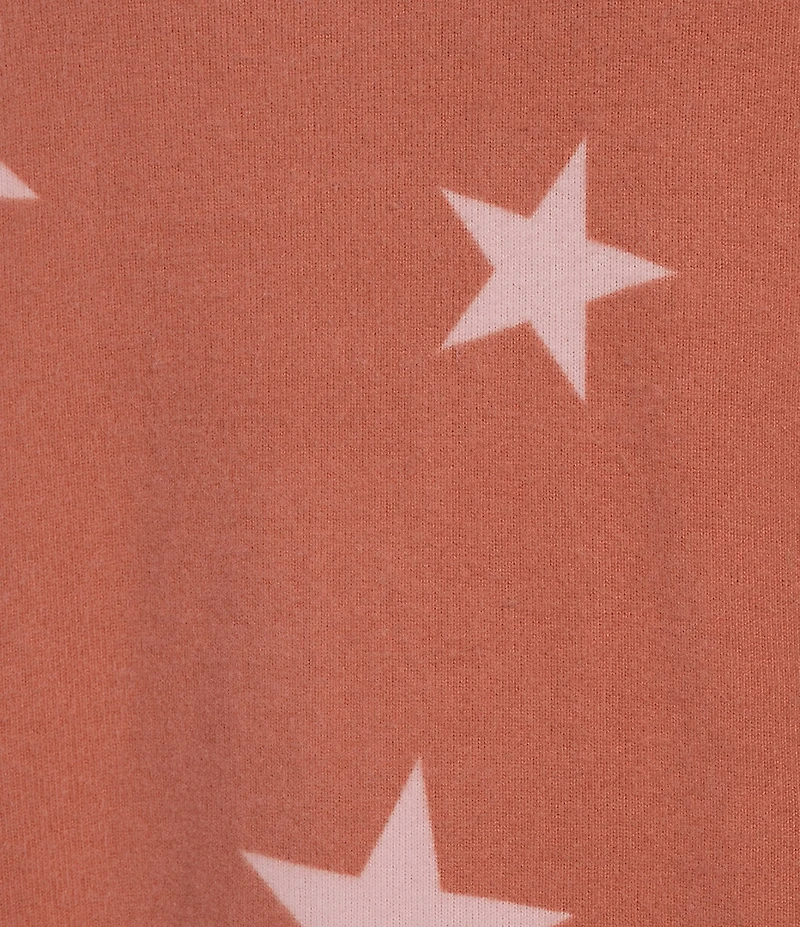 Jasmine & Ginger Tossed Stars Print Long Sleeve Crew Neck Coordinating Knit Sleep Top