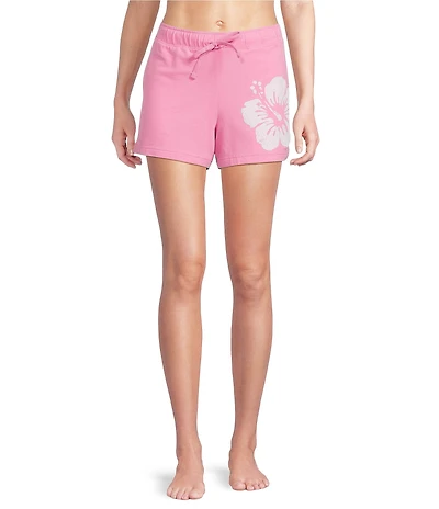 Jasmine & Ginger Washed French Terry Drawstring Tie Coordinating Sleep Shorts
