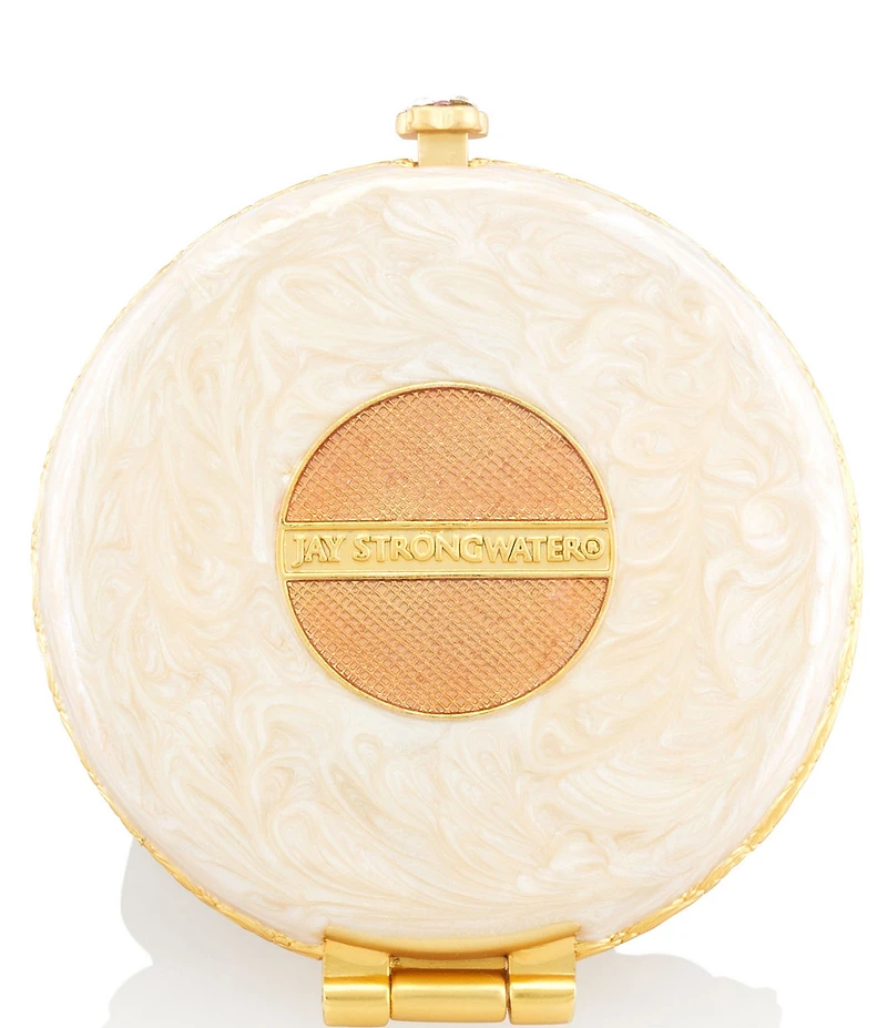 Jay Strongwater Angela Floral Petals Double-Sided Compact Mirror