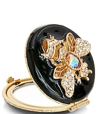 Jay Strongwater Buzz Bee Jeweled Double-Sided Round Compact Mirror