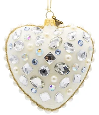 Jay Strongwater Holiday Bridal Collection Bejeweled Opal Heart Glass Ornament