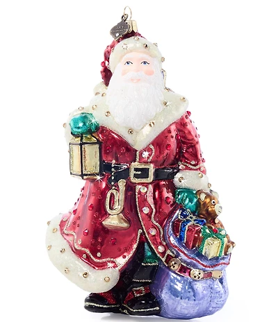 Jay Strongwater Holiday Collection Bountiful Santa Glass Ornament