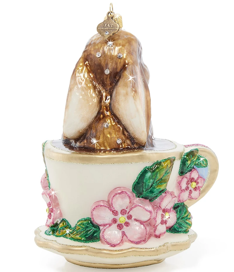 Jay Strongwater Holiday Collection Bunny Teacup Glass Ornament