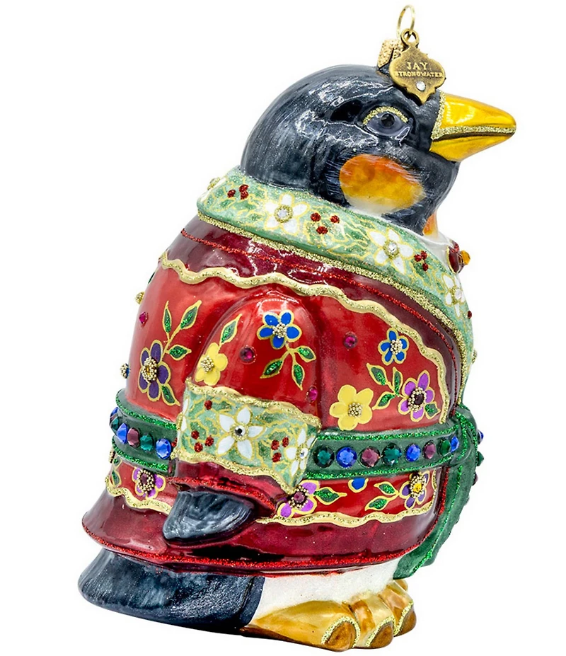 Jay Strongwater Holiday Collection Christmas Penguin Glass Ornament