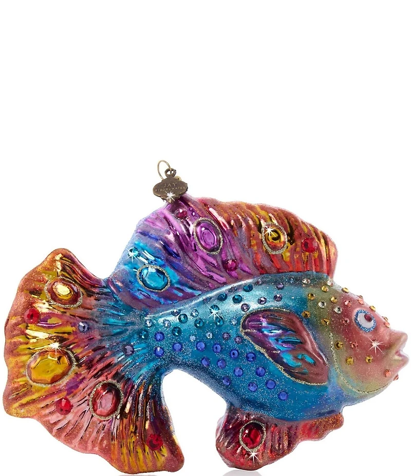 Jay Strongwater Holiday Collection Fancy Fish Glass Ornament