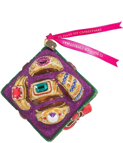 Jay Strongwater Holiday Collection Five Golden Rings Glass Ornament