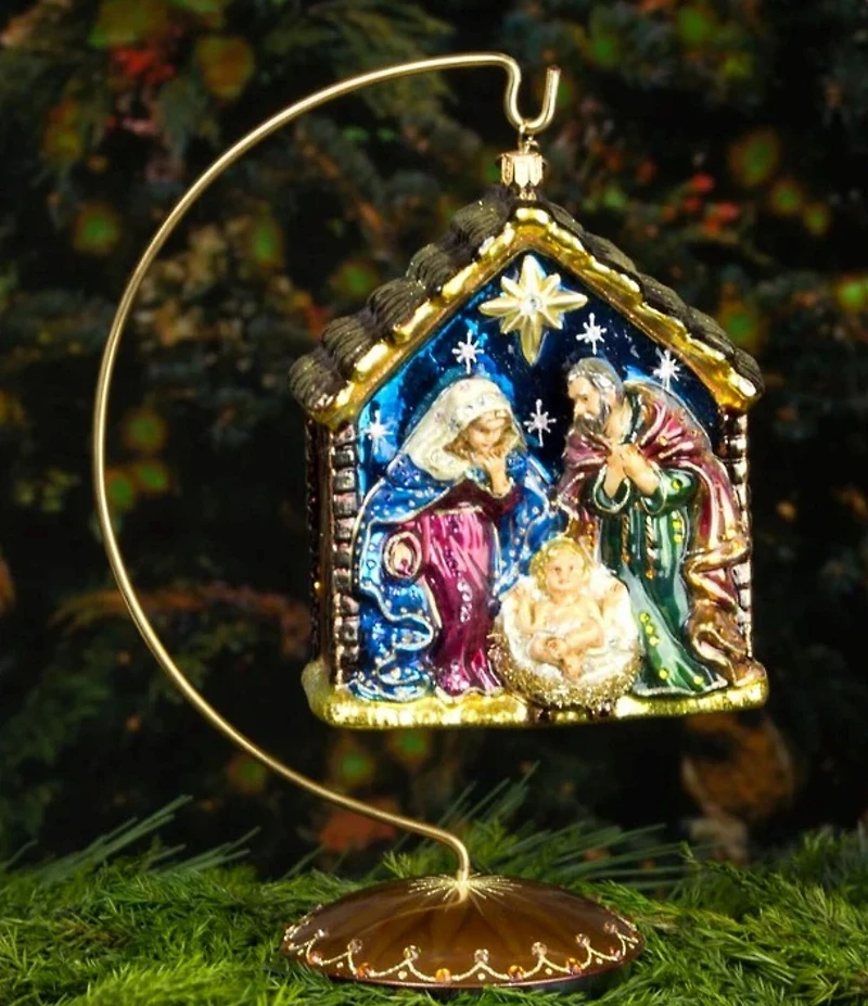 Jay Strongwater Holiday Collection Holy Family Glass Ornament