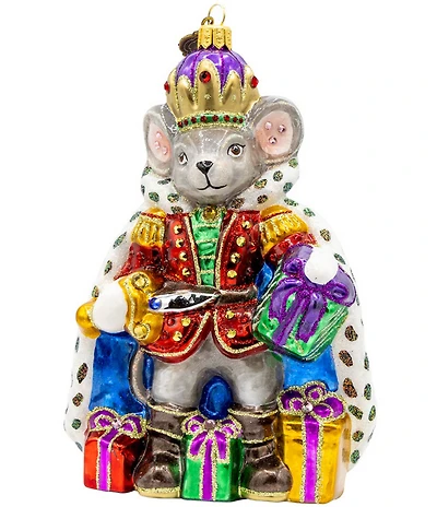 Jay Strongwater Holiday Collection Mouse King Glass Ornament